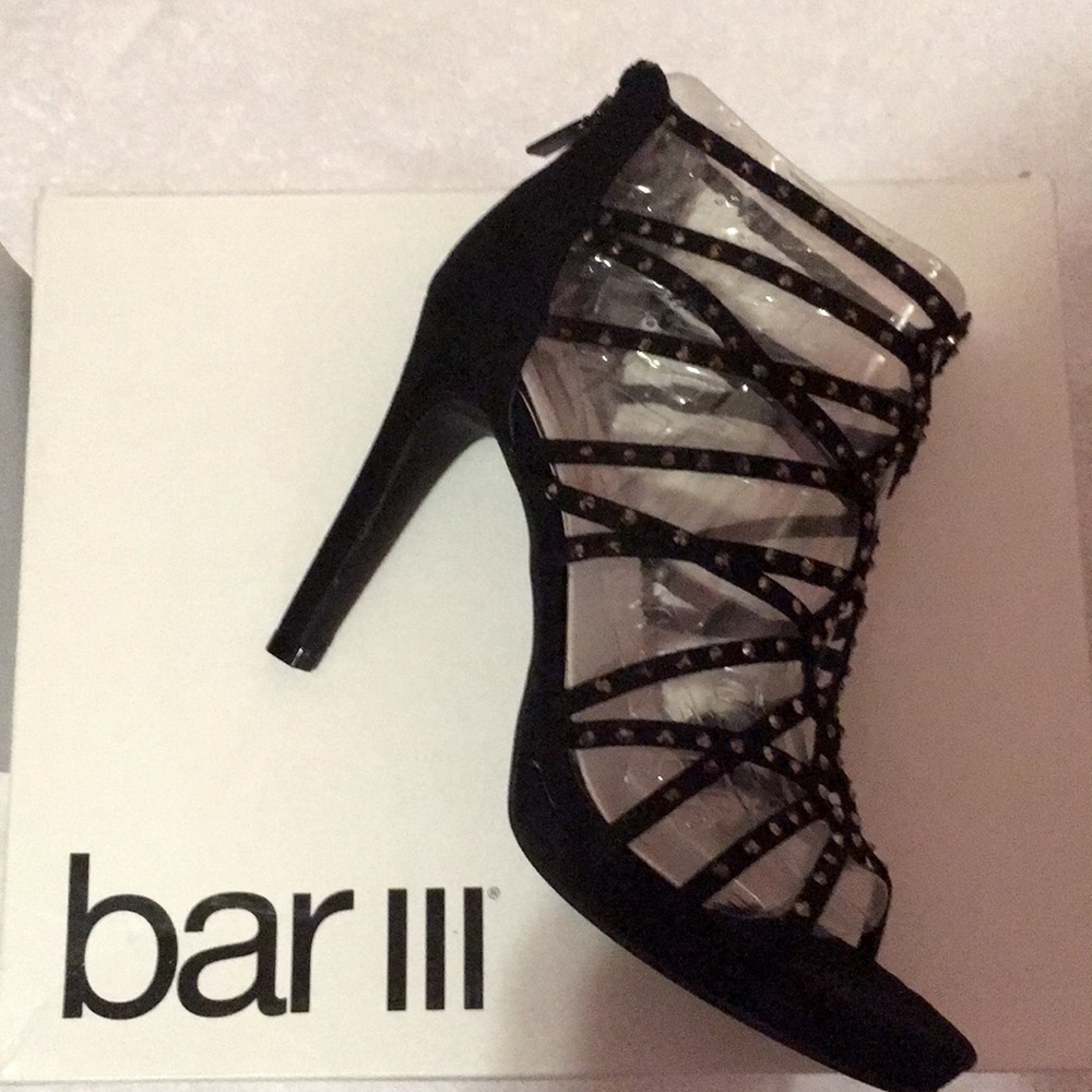 Bar III Brooke Embellished High Heel Black Sandal